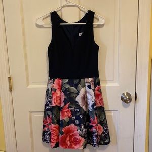 Miss Cristina Navy Blue Floral Dress, Size: S